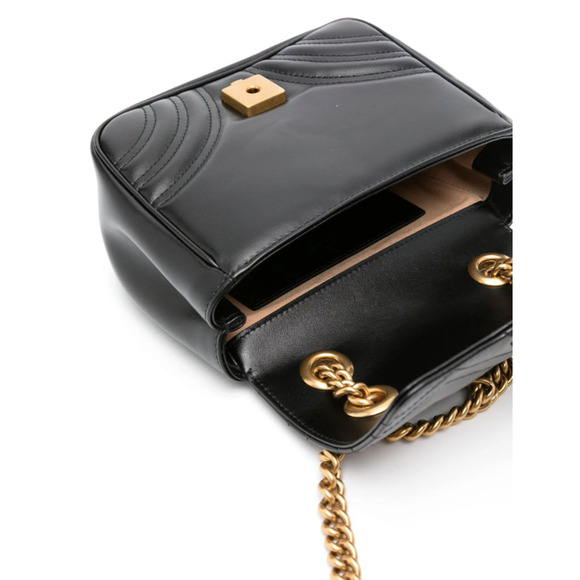 NEW! GUCCI BLACK LEATHER GOLD MARMONT CROSSBODY SHOULDER BAG AUTHENTIC! - Picture 9 of 10
